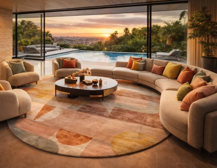 Living room rug placement